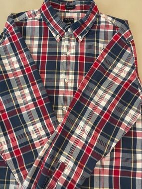 J. Crew Plaid Button-Down Shirt in Red, Navy and White